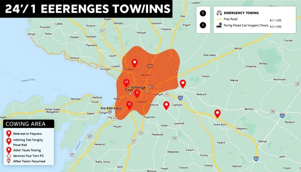 towing coverage map